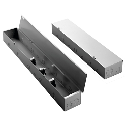 nVent Hoffman AST4123R S90T Splitter Trough With Pre-Installed Terminal Block, 600 V AC, 110/125 A, 3 Wires, NEMA 1/IP30 Enclosure, Steel