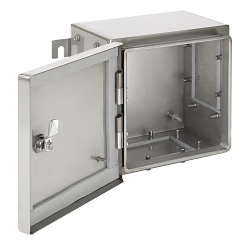 nVent Hoffman ZONEX™ ATEX262616SS61 HL Series Hazardous Location Enclosure With Gland Plate, 260 mm L x 260 mm W x 160 mm D, NEMA 4X NEMA Rating, 316 Stainless Steel