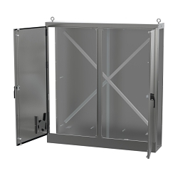 nVent Hoffman AU72X7818BSSLP 2-Door Both Sides Open Modular Universal Enclosure, 40.24 in W x 18.11 in D x 72.13 in H, NEMA 3R/4/4X/12 Rating, 304 Stainless Steel