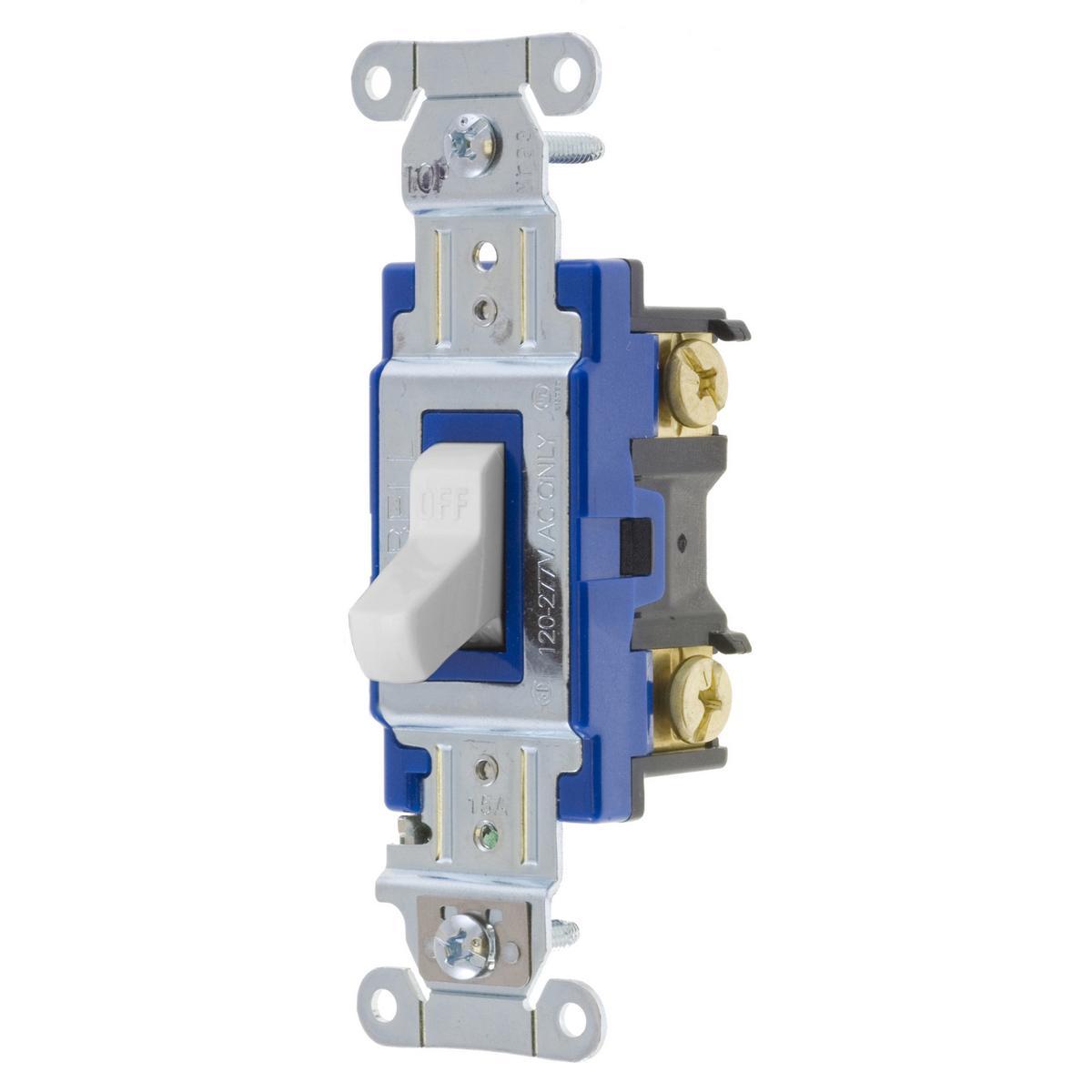 Hubbell Wiring Device-Kellems Hubbell-PRO 1203W 3-Way General Purpose Heavy Duty Standard Toggle Switch, 120 to 277 V AC, 15 A, 4155 W Power Rating, 2-Position Contact