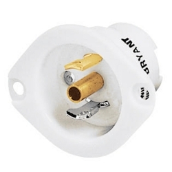Hubbell Wiring Device-Kellems Twist-Lock® 7595MB 1-Phase Grounding Midget Single Standard Flanged Inlet Locking Device, 125 V AC, 15 A, 2 Poles, 3 Wires, Black/White
