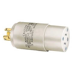 Hubbell Wiring Device-Kellems Twist-Lock® 9053A 1-Phase 2-Pole 3-Wire Grounding Standard Plug-In Adapter, 125 V AC, 15 A, 1875 W Power Rating, Straight Female Slot End, Locking Male Blade End