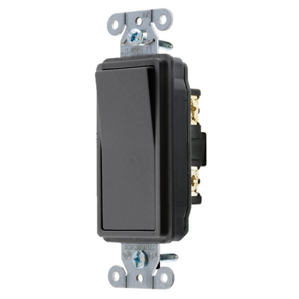 Hubbell Wiring Device-Kellems Style Line® DS120BK 2-Position Heavy Duty Specification Grade Standard Decorator Switch, 120 to 277 V AC, 20 A, 5540 W Power Rating, 2 Position Contact