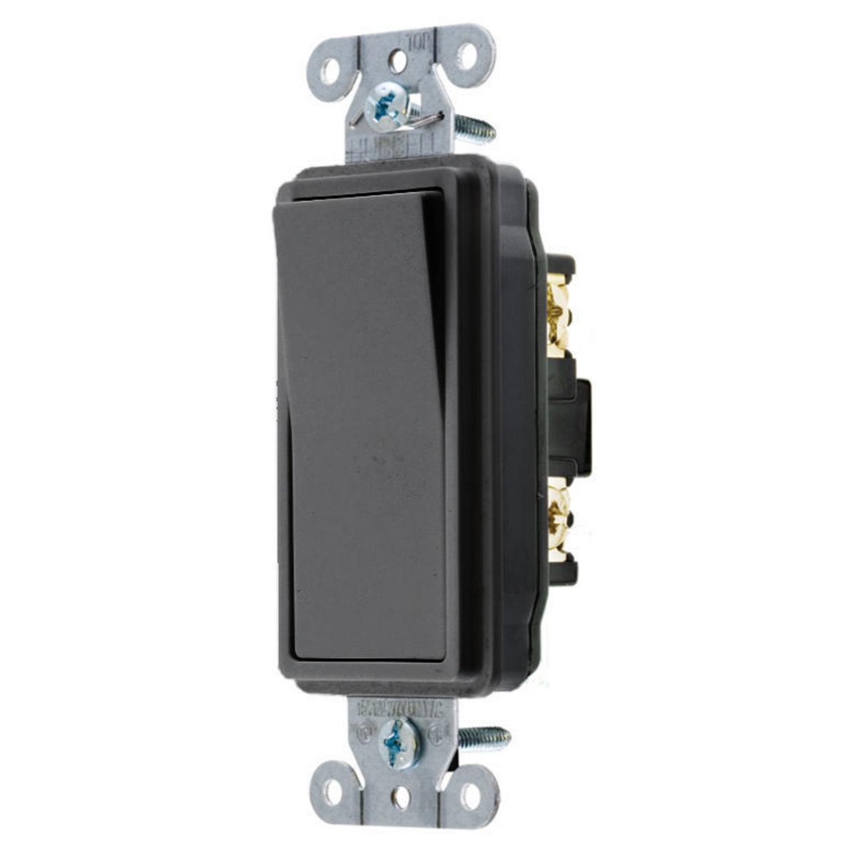 Hubbell Wiring Device-Kellems DS220BK General Purpose Standard Specification Grade AC Decorator Switch, 120/277 VAC, 20 A, 5540 W Power Rating, 2-Position Contact
