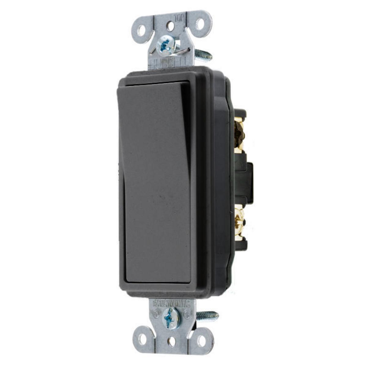 Hubbell Wiring Device-Kellems Style Line® DS320BK Decorator 3-Way General Purpose Standard Rocker Switch, 120 to 277 V AC, 20 A, 5540 W Power Rating, 2 Position Contact