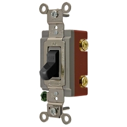Hubbell Wiring Device-Kellems HBL1222BK Standard Extra Heavy Duty Industrial Grade AC Toggle Switch, 120 to 277 VAC, 20 A, 5540 W Power Rating, 2-Position Contact
