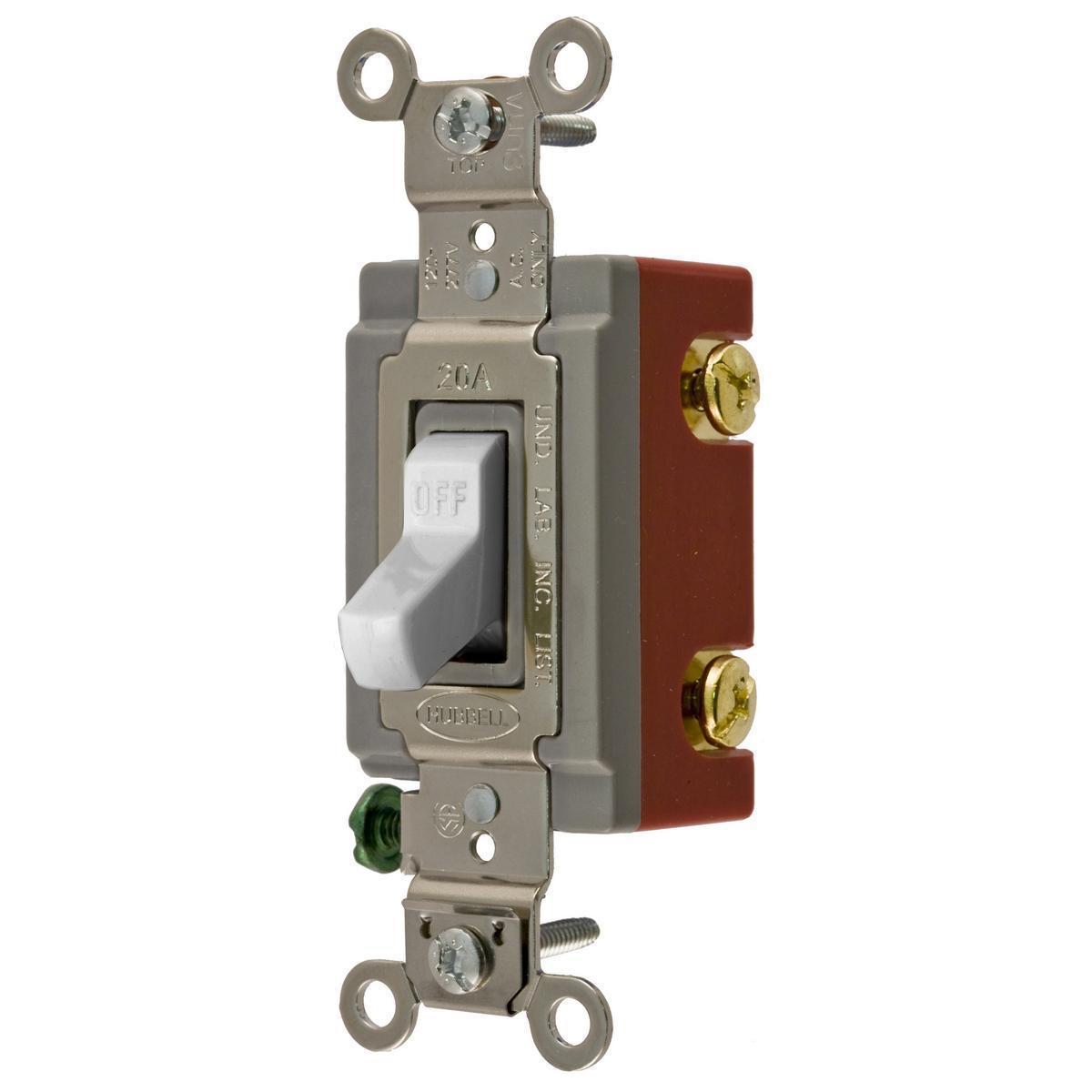 Hubbell Wiring Device-Kellems HBL® HBL1222OW 4-Way Extra Heavy Duty Industrial Grade Toggle Switch, 120 to 277 VAC, 20 A, 1 to 2 hp Power Rating