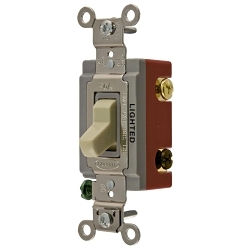 Hubbell Wiring Device-Kellems HBL1223IL HBL® 2-Position 3-Way Extra Heavy Duty General Purpose Industrial Grade Toggle Switch, 120 to 277 V AC, 20 A, 5540 W Power Rating, 2-Position Contact
