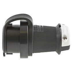Hubbell Wiring Device-Kellems HBL2611SW HBL® 1-Phase Extra Heavy Duty Grounding Cord Mount Watertight Locking Plug, 125 V AC, 30 A, 2 Poles, 3 Wires, Black/White