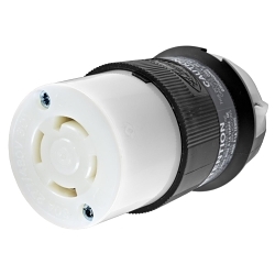 Hubbell Wiring Device-Kellems Twist-Lock® Insulgrip® HBL2763 3-Phase Heavy Duty Isolated Non-Grounding Standard Sized Cord Mount Female Connector, 277Y/480 V AC, 30 A, 4 Poles, 4 Wires, Black/White