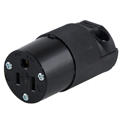 Hubbell Wiring Device-Kellems HBL5269CM2 Heavy Duty Straight Blade Connector, 125 VAC, 15 A, 2 Poles, 3 Wires, Black