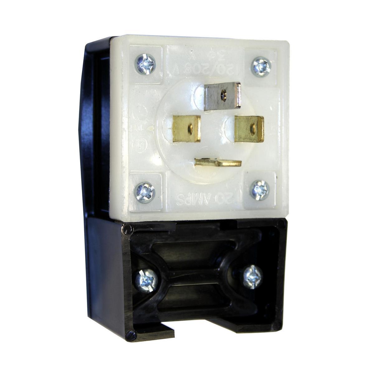 Hubbell Wiring Device-Kellems HBL7251C 3-Phase Angled Heavy Duty Non-Grounding Male Cord Mount Straight Blade Plug, 120/208 V AC, 20 A, 4 Poles, 4 Wires, Black