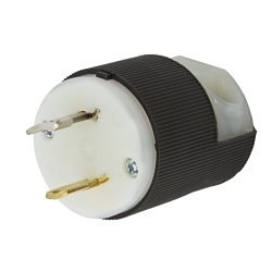 Hubbell Wiring Device-Kellems Twist-Lock® HBL7545C HBL® 1-Phase Non-Grounding Cord Mount Locking Plug, 125 V AC, 15 A, 2 Poles, 3 Wires, Black/White