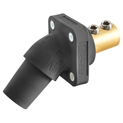 Hubbell Wiring Device-Kellems HBLFRABK 16 Series 1-Pole Angled Female Standard Single Pole Receptacle With 300/400 A Plug, 600 V AC/250 V DC, 400 A, 4 to 4/0 AWG Wire, Screw Terminal Connection