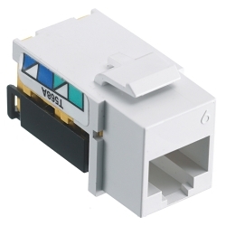 Hubbell Wiring Device-Kellems netSELECT® NSJ6W24 8-Position Modular Snap Fit Standard Universal A/B Modular Jack, Cat 6 Module, Screw Mount, Thermoplastic, White