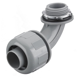 Hubbell Wiring Device-Kellems P0759NGY Fixed Male Non-Metallic Standard Liquidtight Connector, 3/4 in Trade, 90 deg, Nylon, Smooth