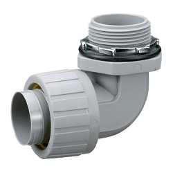 Hubbell Wiring Device-Kellems P1009NGY Fixed Male Non-Metallic Standard Liquidtight Connector, 1 in Trade, 90 deg, Nylon, Smooth