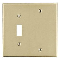 Hubbell Wiring Device-Kellems P113I Non-Metallic Standard Wall Plate, 2 Gangs, 4.69 in W x 4.63 in H, Polycarbonate Thermoplastic, Ivory