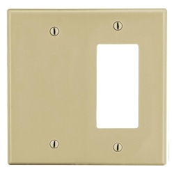 Hubbell Wiring Device-Kellems P1326I Non-Metallic Standard Wall Plate, 2 Gangs, 4.69 in W x 4.63 in H, Polycarbonate Thermoplastic, Ivory