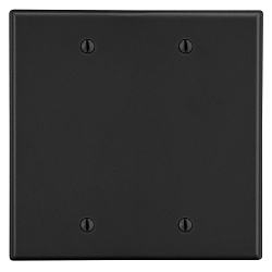 Hubbell Wiring Device-Kellems P23BK Non-Metallic Standard Blank Wall Plate, 2 Gangs, 4.69 in W x 4.63 in H, Polycarbonate Thermoplastic, Black