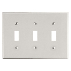 Hubbell Wiring Device-Kellems P3LA Non-Metallic Standard Wall Plate, 3 Gangs, 6.5 in W x 4.63 in H, Polycarbonate Thermoplastic, Light Almond