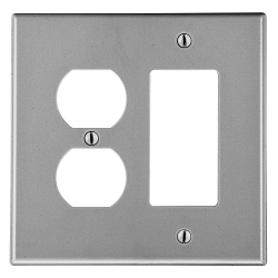 Hubbell Wiring Device-Kellems P826GY Non-Metallic Standard Wall Plate, 2 Gangs, 4.69 in W x 4.63 in H, Polycarbonate Thermoplastic, Gray