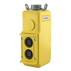 Hubbell Wiring Device-Kellems Wiring Device-Kellems PBS2 PBS 2-Button Heavy Duty Industrial Grade Non-Metallic Pilot Duty Single Speed Standard Push Button Station, 250 V AC, 6 A, 2 Operators, 3R NEMA Rating