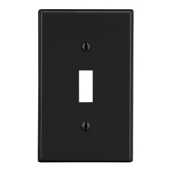 Hubbell Wiring Device-Kellems PJ1BK Mid-Size Non-Metallic Wall Plate with Pre-Inserted Captive Screw, 1 Gangs, 3.15 in W x 4.94 in H, Polycarbonate Thermoplastic, Black