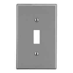 Hubbell Wiring Device-Kellems PJ1GY Mid-Size Non-Metallic Wall Plate with Pre-Inserted Captive Screw, 1 Gangs, 3.15 in W x 4.94 in H, Polycarbonate Thermoplastic, Gray