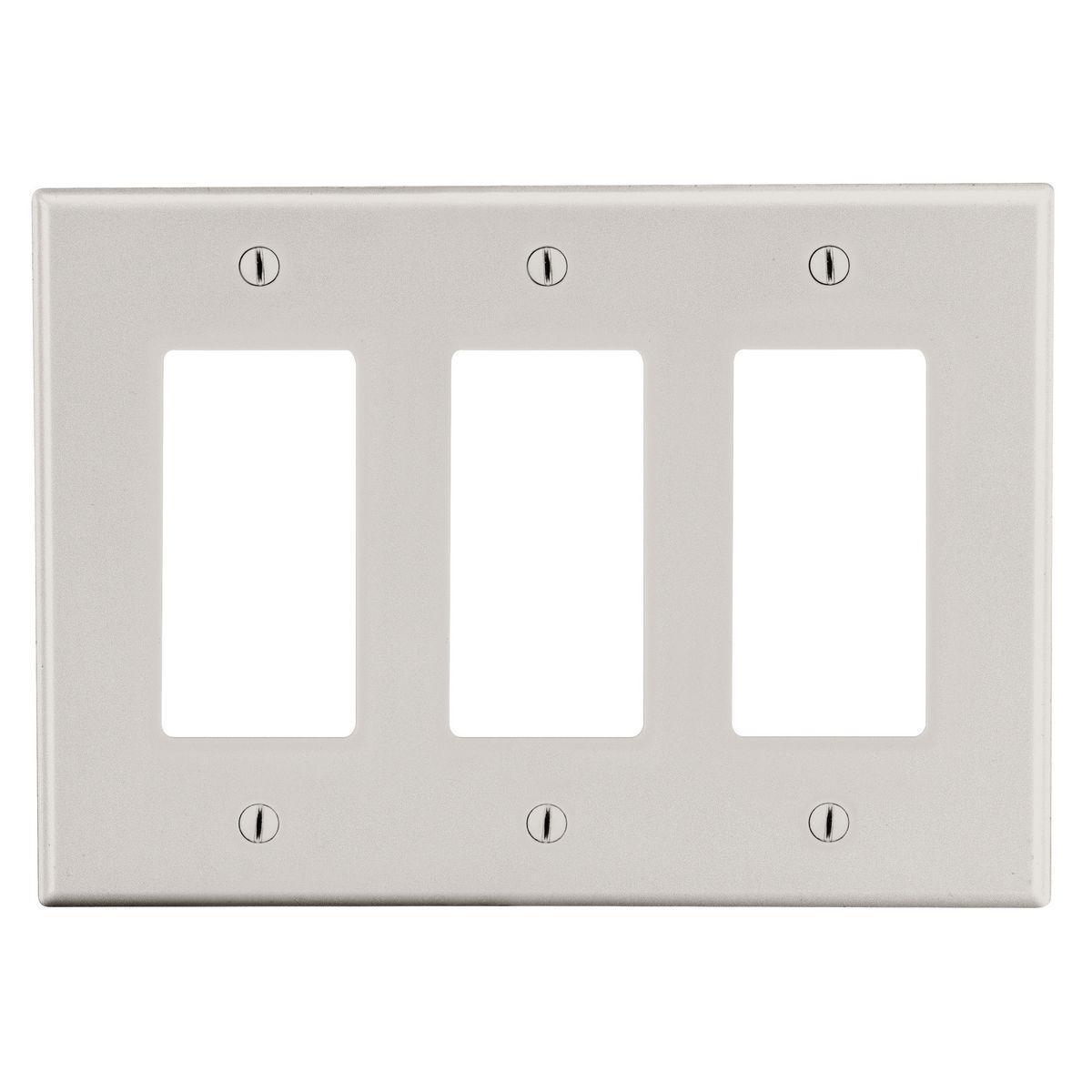Hubbell Wiring Device-Kellems Style Line® PJ263LA Mid-Size Wall Plate, 3 Gangs, 6.75 in W x 4.94 in H, Polycarbonate Thermoplastic, Light Almond