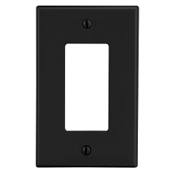 Hubbell Wiring Device-Kellems Style Line® PJ26BK Mid-Size Wall Plate, 1 Gangs, 3.15 in W x 4.94 in H, Polycarbonate Thermoplastic, Black