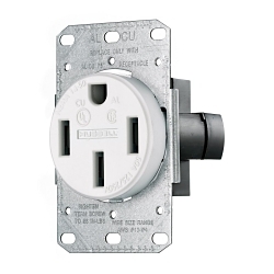 Hubbell Wiring Device-Kellems RR450FW 1-Phase Flush Mounted Single Standard Screw Mount Straight Blade Power Receptacle, 125/250 V AC, 50 A, 3 Poles, 4 Wires, Black