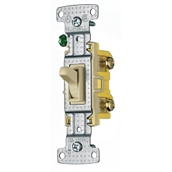 Hubbell Wiring Device-Kellems RS115I Compact General Purpose Grounding Standard Toggle Switch, 120 V, 15 A, 1800 W Power Rating, 2-Position Contact