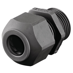 Hubbell Wiring Device-Kellems SECP16BA sec European Style Low Profile Standard Duty Straight Cord Connector, PG16 Trade, (1) Conductors, 0.23 to 0.53 in Cable Openings, Nylon, Smooth