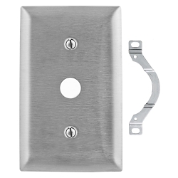 Hubbell Wiring Device-Kellems SS12 Stamped Standard Telephone/Coaxial Wallplate, 1 Gangs, 302/304 Stainless Steel, Box Mount