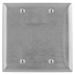 Hubbell Wiring Device-Kellems SS23 Standard Blank Wall Plate, 2 Gangs, Stainless Steel