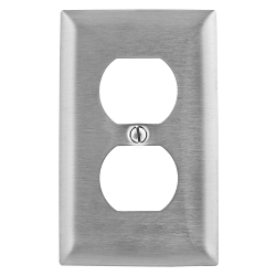 Hubbell Wiring Device-Kellems SS8 Standard Receptacle Wall Plate, 1 Gangs, 2.87 in W x 4.5 in H, Stainless Steel, Metallic
