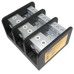 ILSCO ClearChoice® PDB-26-2/0-3 Type PDB Mechanical Medium Power Distribution Block, 600 V AC, 350 A, 3 Poles, 12 to 2/0 AWG, 14 to 4 AWG Wire, Aluminum Alloy