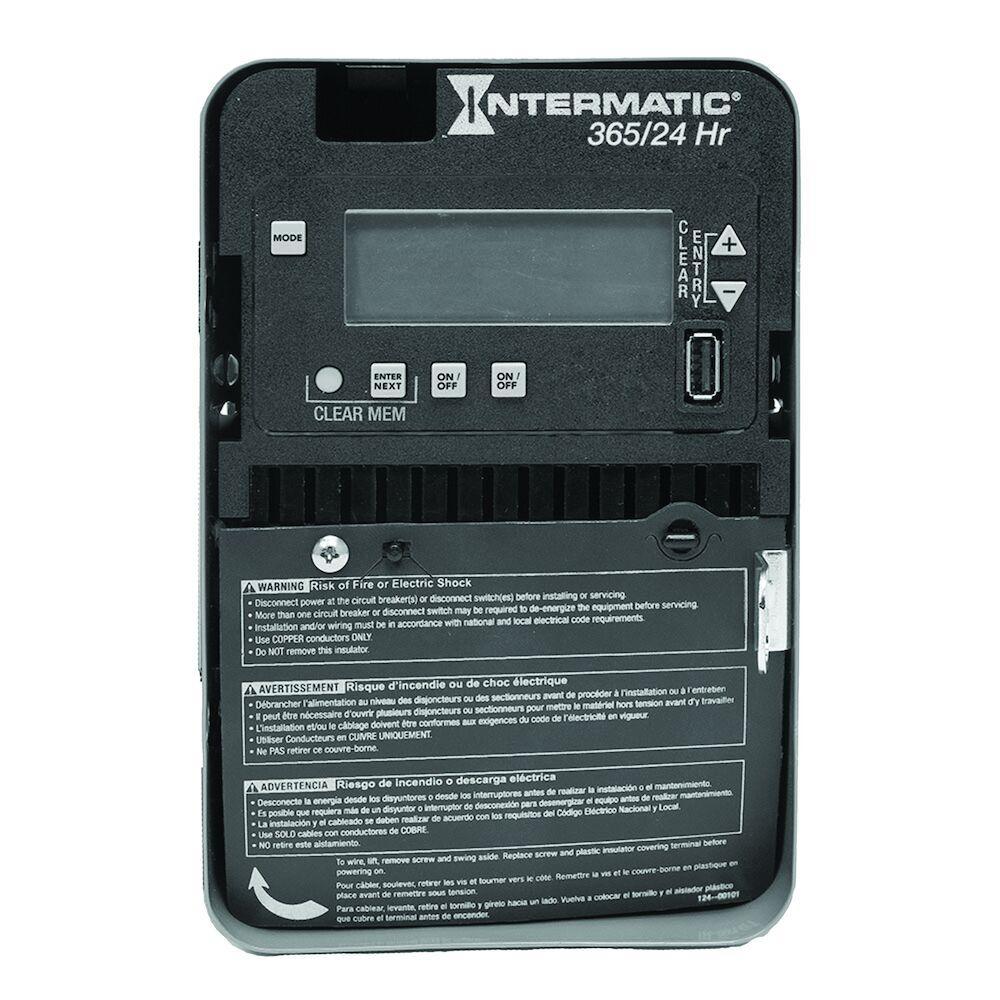 Intermatic ET2125C Electronic Time Switch, 1 min to 23 hr 59 min Time Setting, 120 to 277 V AC, 1 hp, 2 hp, 2 Form A 2SPST Contact Form, 1 Pole