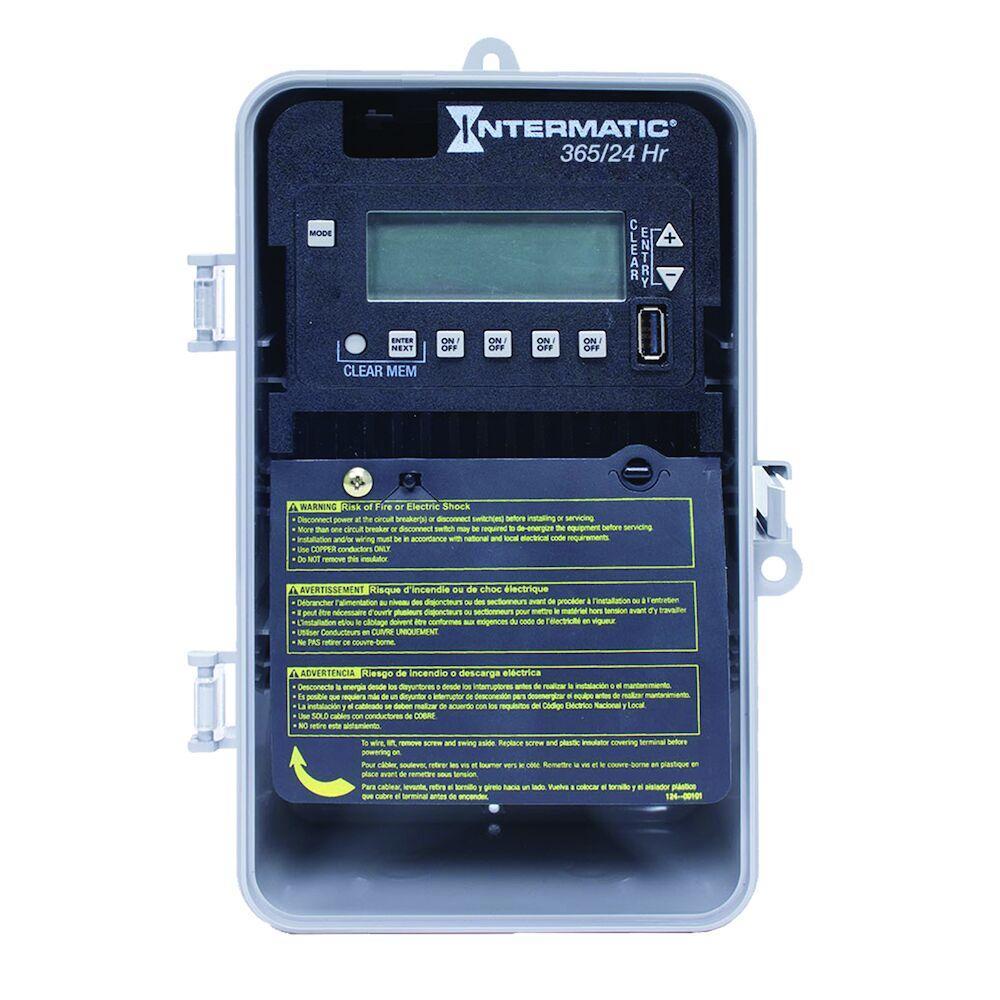 Intermatic ET2145CP Electronic Time Switch, 1 min to 23 hr 59 min Time Setting, 120 to 277 V AC, 1 hp, 2 hp, 4 Form A 4SPST Contact Form, 1 Pole