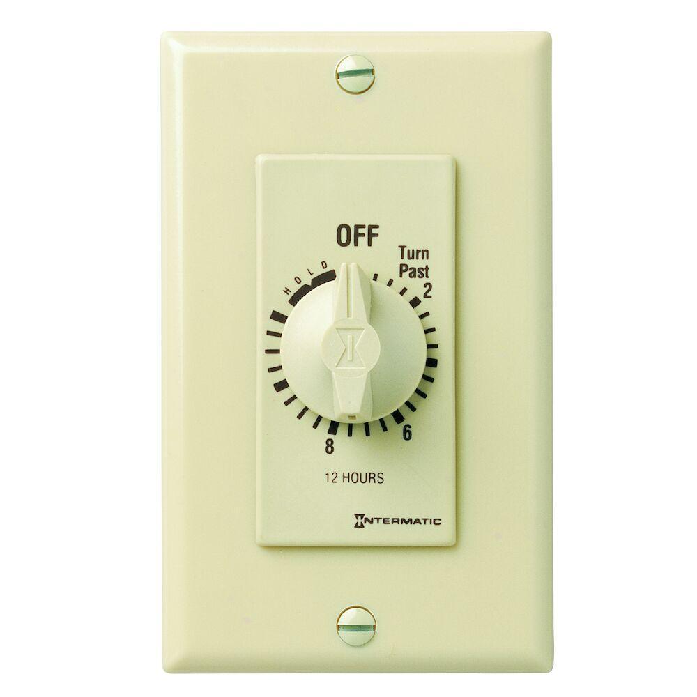 Intermatic FD12HH FD Series Auto Off Decorator Mechanical Spring Wound Timer, 12 hr Setting, 125/257 V AC, 1 hp, 2 hp, 1NO 1 Form A SPST Contact, 1 Poles