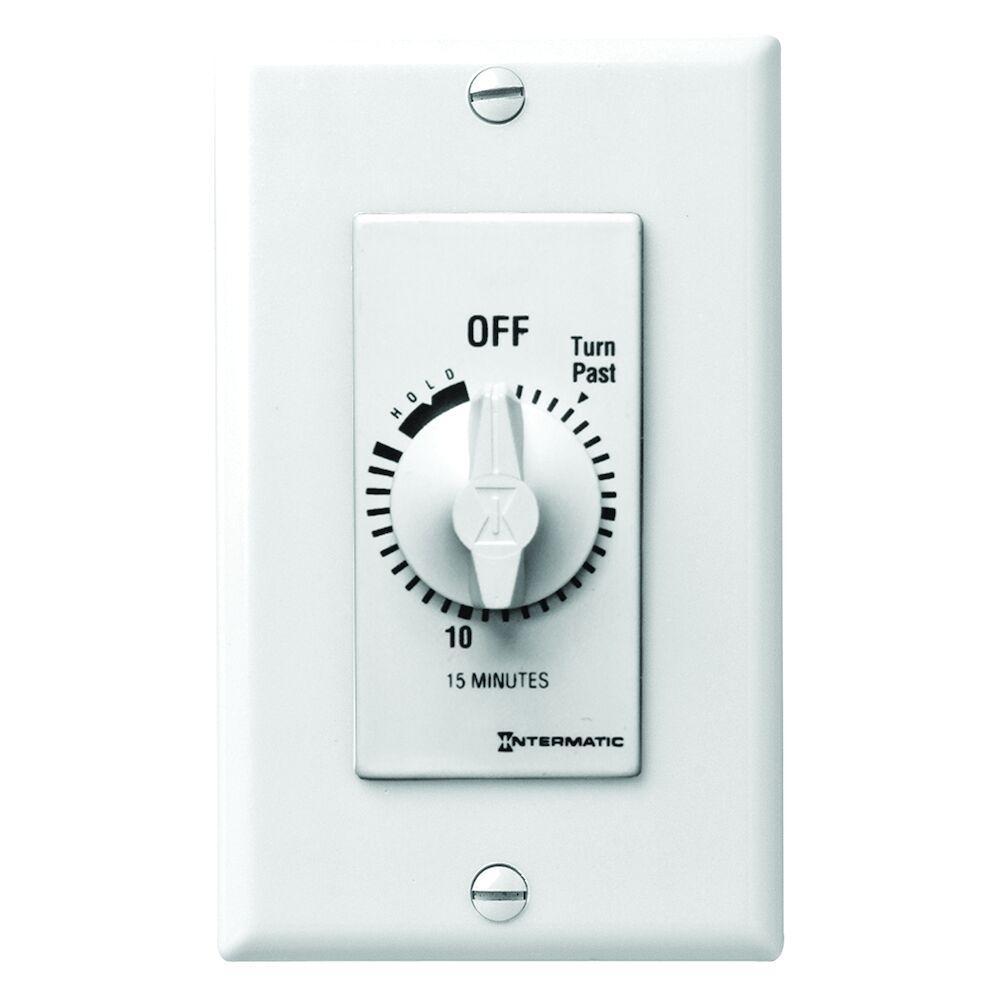 Intermatic FD15MHW Auto Off Decorator Mechanical Spring Wound Timer, 15 min Setting, 125/257 V AC, 1 hp, 2 hp, 1NO 1 Form A SPST Contact, 1 Pole