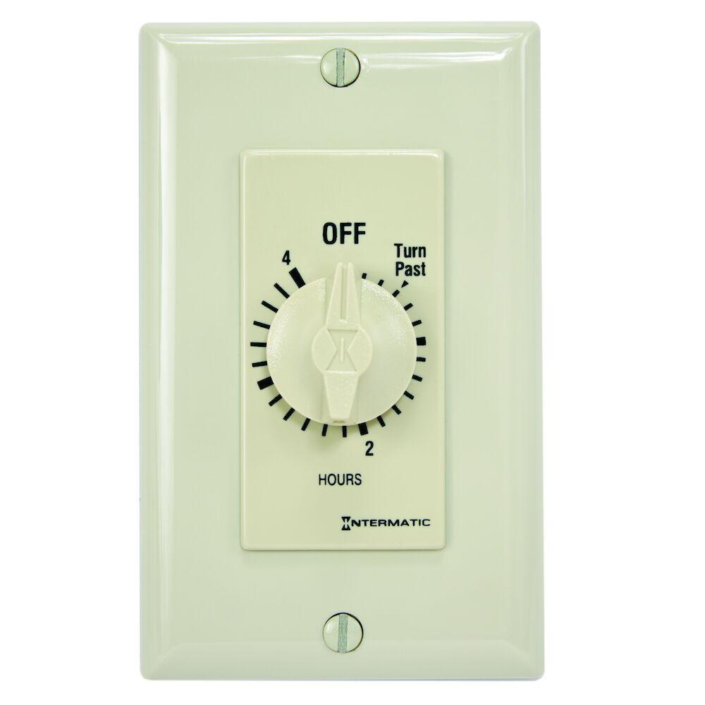 Intermatic FD4H FD Series Auto Off Decorator Mechanical Spring Wound Timer, 4 hr Setting, 125/257 V AC, 1 hp, 2 hp, 1NO 1 Form A SPST Contact, 1 Poles