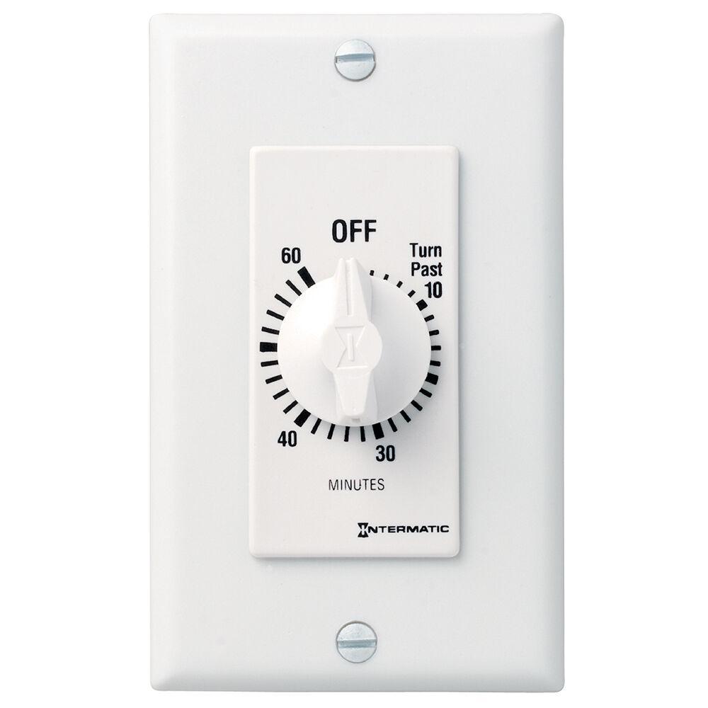 Intermatic FD60MWC FD Series Auto Off Decorator Mechanical Spring Wound Timer, 60 min Setting, 125/257 V AC, 1 hp, 2 hp, 1NO 1 Form A SPST Contact, 1 Poles