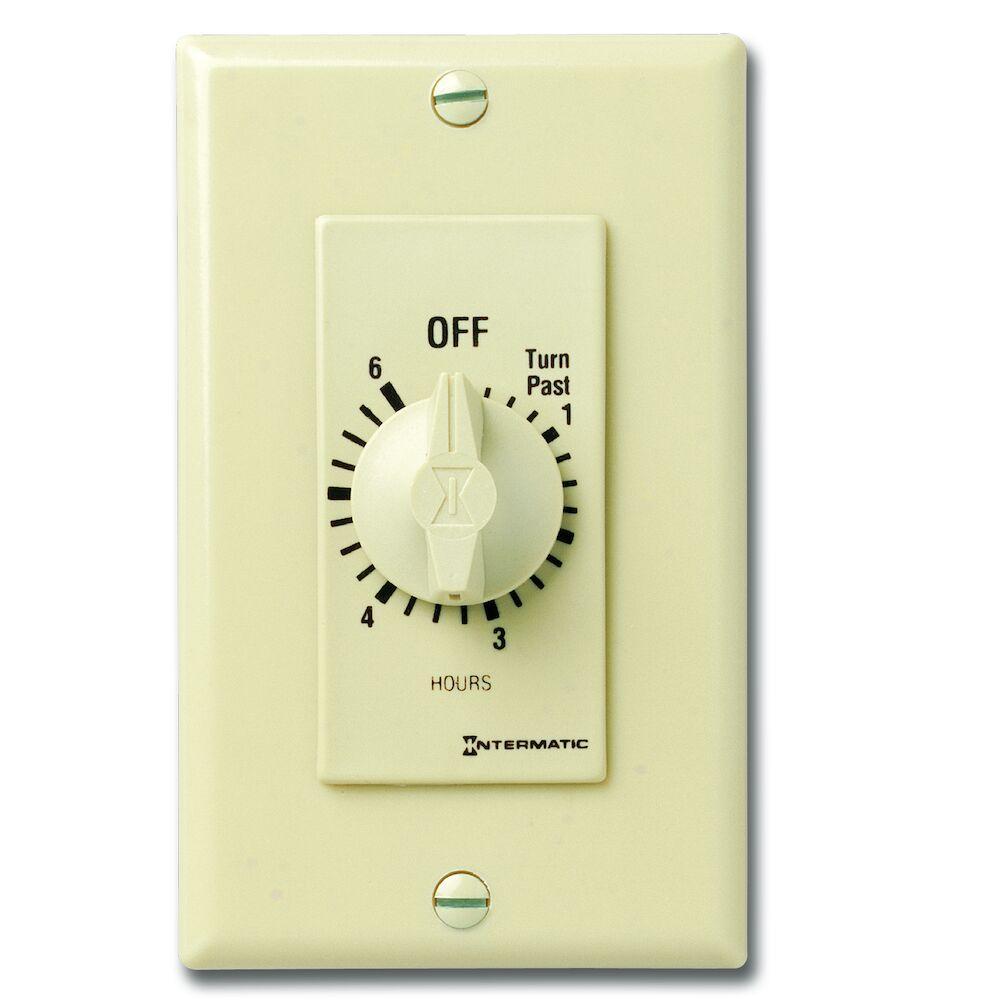 Intermatic FD6H FD Series Auto Off Decorator Mechanical Spring Wound Timer, 6 hr Setting, 125/257 V AC, 1 hp, 2 hp, 1NO 1 Form A SPST Contact, 1 Poles
