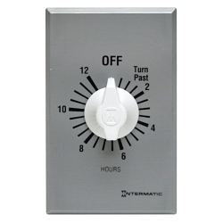 Intermatic FF412H FF Series Auto Off Commercial Mechanical Spring Wound Timer, 12 hr Setting, 125/257 V AC, 1 hp, 2 hp, 2NO 2 Form A DPST Contact, 2 Poles