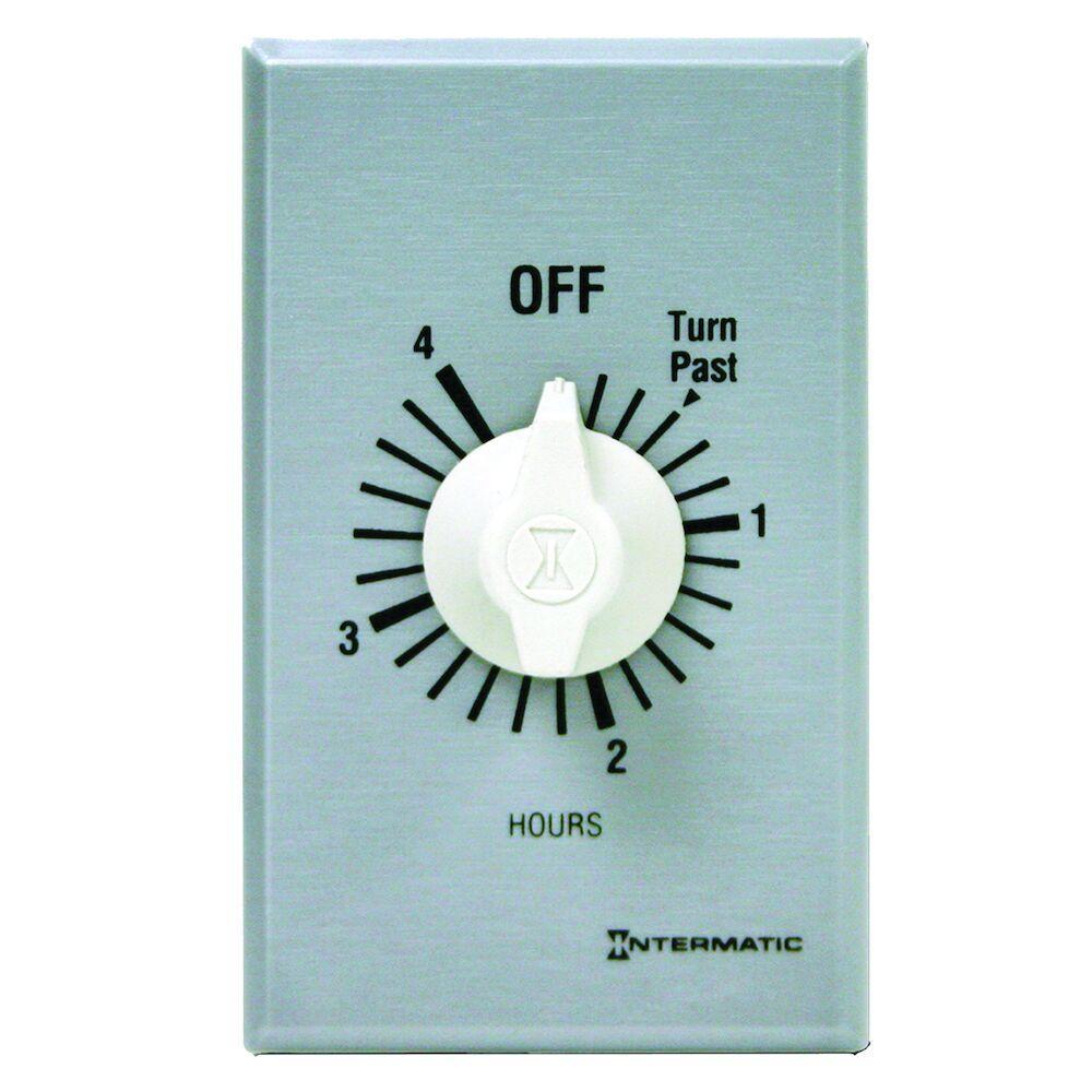 Intermatic FF4H FF Series Auto Off Commercial Mechanical Spring Wound Timer, 4 hr Setting, 125/257 V AC, 1 hp, 2 hp, 1NO 1 Form A SPST Contact, 1 Poles