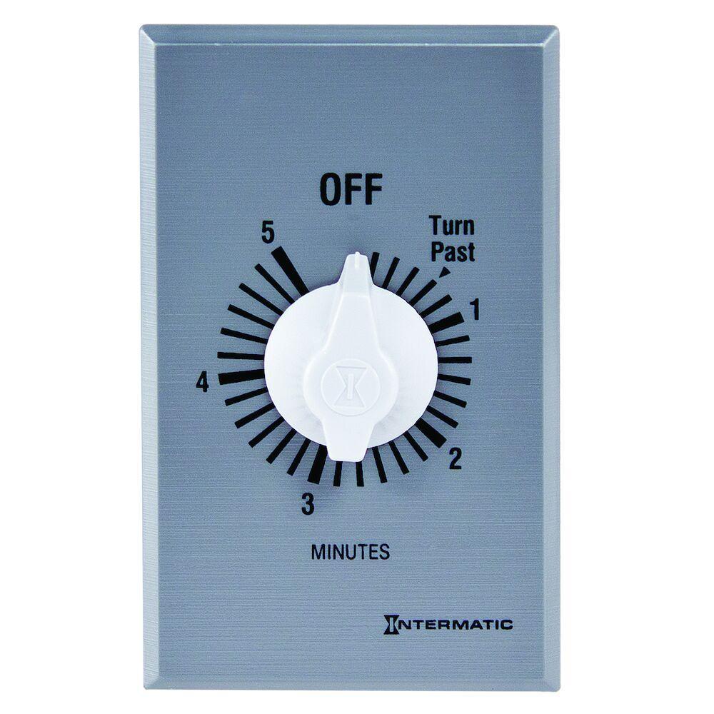 Intermatic FF5M FF Series Auto Off Commercial Mechanical Spring Wound Timer, 5 min Setting, 125/257 V AC, 1 hp, 2 hp, 1NO 1 Form A SPST Contact, 1 Poles
