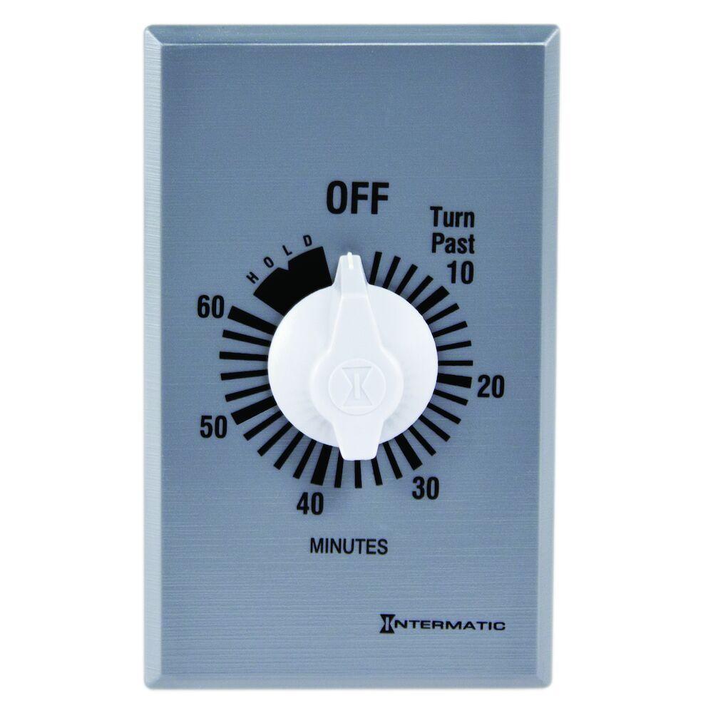 Intermatic FF60MHC FF Series Auto Off Commercial Mechanical Spring Wound Timer, 60 min Setting, 125/257 V AC, 1 hp, 2 hp, 1NO 1 Form A SPST Contact, 1 Poles
