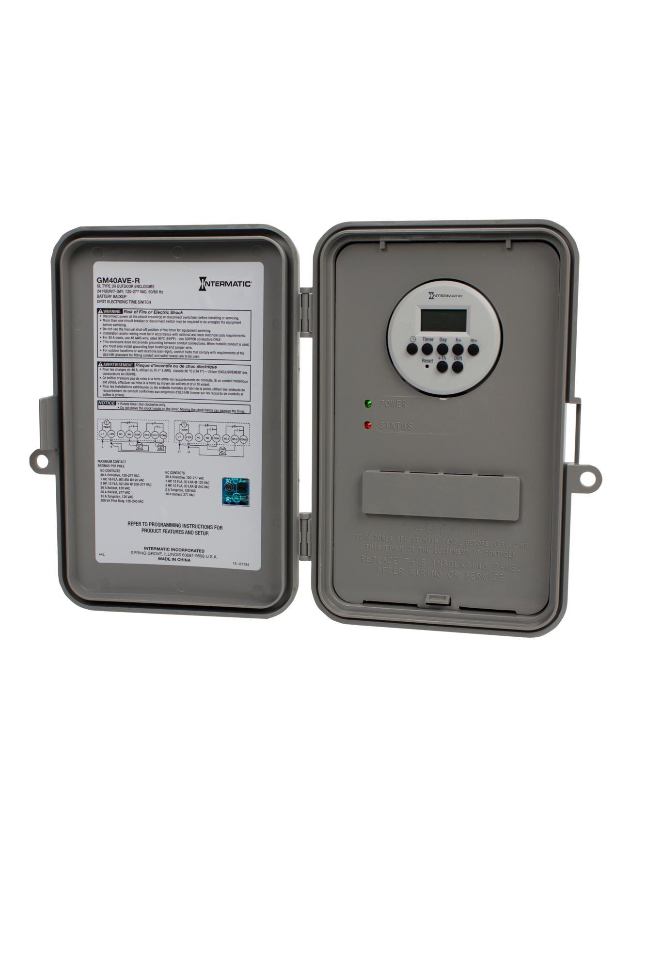 Intermatic GM40AVE-RD89 GM40AVE Electronic Time Control, 1 min to 24 hr/7 days Setting, 120 to 277 V AC, 1, 2 hp, 2 Form C DPDT Contact, 2 Poles